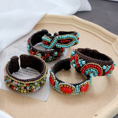 Rynx | Handmade bohemian ethnic style bracelet woven natural stone retro personal Tibetan bracelet accessories