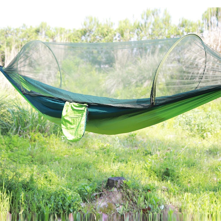 Rynx | Portable Outdoor Camping Full-automatic Nylon Parachute Hammock with Mosquito Nets, Size : 290 x 140cm (Green)