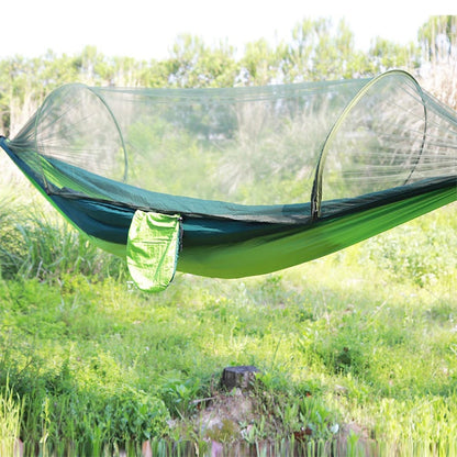 Rynx | Portable Outdoor Camping Full-automatic Nylon Parachute Hammock with Mosquito Nets, Size : 290 x 140cm (Green)