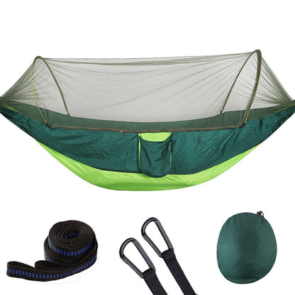 Rynx | Portable Outdoor Camping Full-automatic Nylon Parachute Hammock with Mosquito Nets, Size : 290 x 140cm (Green)