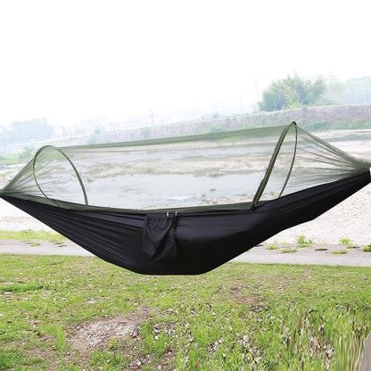 Rynx | Portable Outdoor Camping Full-automatic Nylon Parachute Hammock with Mosquito Nets, Size : 250 x 120cm (Black)