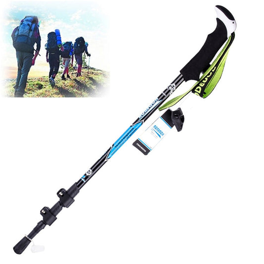 Rynx | KODENOR Outdoor Mountaineering Portable Foldable Carbon Fibre Straight Handle Alpenstocks Trekking Poles, Length : 63-135CM (Black Blue)