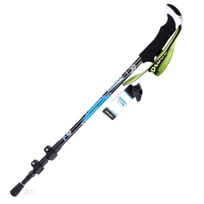Rynx | KODENOR Outdoor Mountaineering Portable Foldable Carbon Fibre Straight Handle Alpenstocks Trekking Poles, Length : 63-135CM (Black Blue)