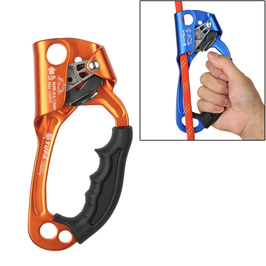 Rynx | XINDA TP-8606 Outdoor Rock Climbing Aerial Work Anti-fall Handheld Rope Gripper for 8-12mm Diameter Rope Right(Orange)