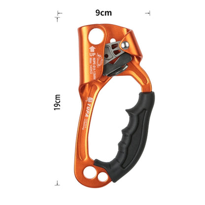 Rynx | XINDA TP-8606 Outdoor Rock Climbing Aerial Work Anti-fall Handheld Rope Gripper for 8-12mm Diameter Rope Right(Orange)