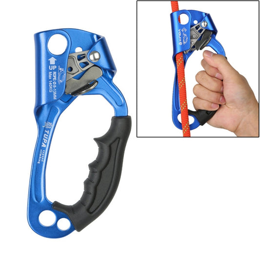Rynx | XINDA TP-8606 Outdoor Rock Climbing Aerial Work Anti-fall Handheld Rope Gripper for 8-12mm Diameter Rope Right(Blue)