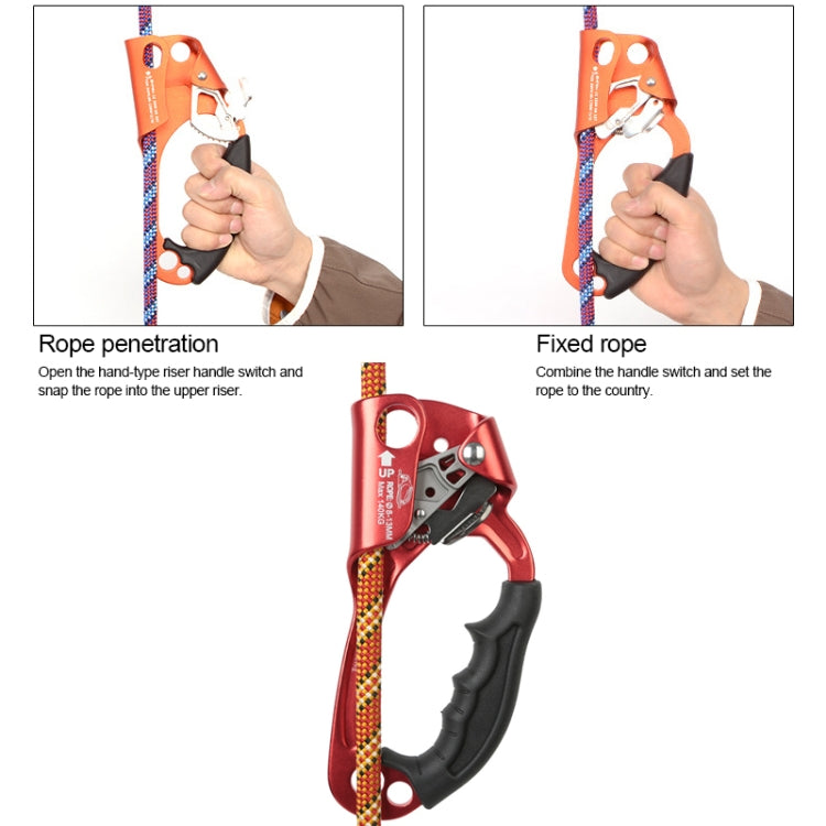Rynx | XINDA TP-8606 Outdoor Rock Climbing Aerial Work Anti-fall Handheld Rope Gripper for 8-12mm Diameter Rope Right(Blue)