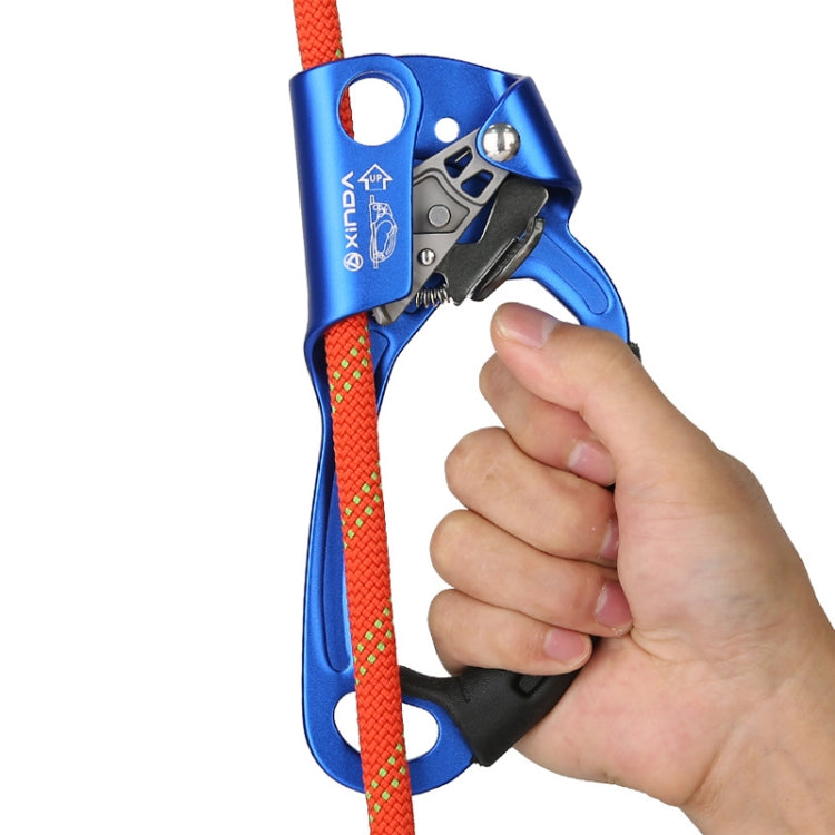 Rynx | XINDA TP-8606 Outdoor Rock Climbing Aerial Work Anti-fall Handheld Rope Gripper for 8-12mm Diameter Rope Right(Blue)