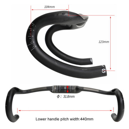 Rynx | TOSEEK UD Carbon Fiber Texture Road Bike Handlebar, Size: 440mm (UD Matte)