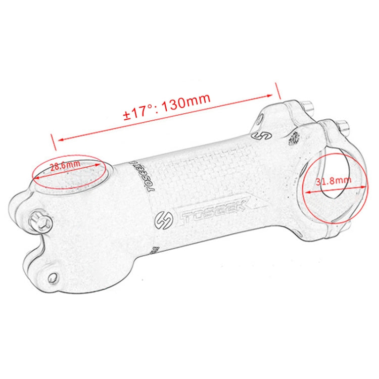 Rynx | TOSEEK All Carbon Fiber 3KUD Texture Road Mountain Bike Ultra-light Handlebar Stem Riser Faucet, Size: 17 Degree, 130mm (Matte)