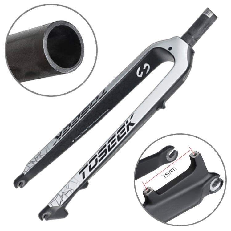 Rynx | TOSEEK Ultra Light 29 Inch 435mm Mountain Bike Full Carbon Front Fork Straight Head Tube Disc Brake(White)