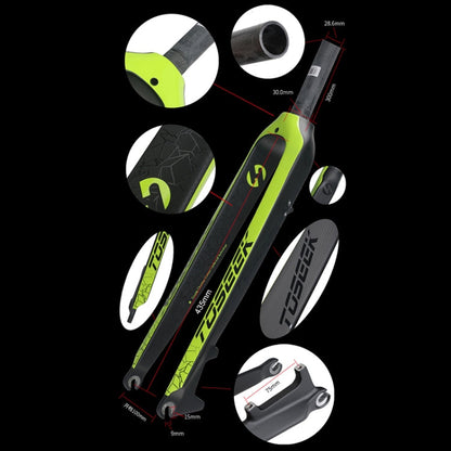 Rynx | TOSEEK Ultra Light 29 Inch 435mm Mountain Bike Full Carbon Front Fork Straight Head Tube Disc Brake(White)