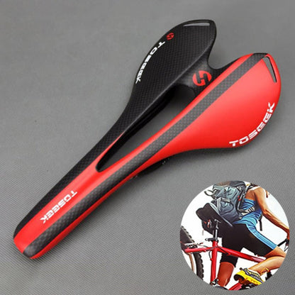 Rynx | TOSEEK Road Bike Carbon Fiber Seat Bicycle Hollow Seat Saddle, 3K Texture + Extinction(Red)