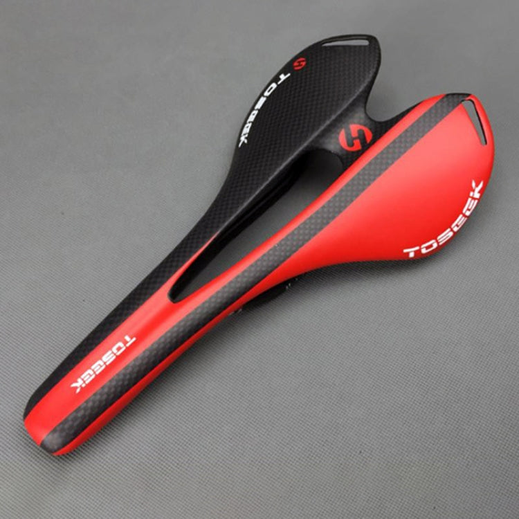 Rynx | TOSEEK Road Bike Carbon Fiber Seat Bicycle Hollow Seat Saddle, 3K Texture + Extinction(Red)