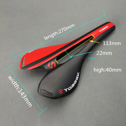 Rynx | TOSEEK Road Bike Carbon Fiber Seat Bicycle Hollow Seat Saddle, 3K Texture + Extinction(Red)