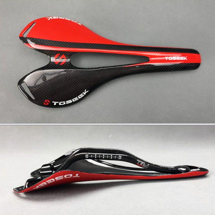 Rynx | TOSEEK Road Bike Carbon Fiber Seat Bicycle Hollow Seat Saddle, 3K Texture + Extinction(Red)