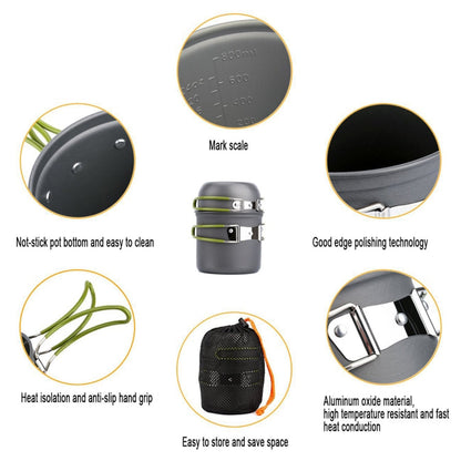 Rynx | DS-101 Portable Outdoor Camping Cooking Set Picnic Boiler Cookware Combination (Black)