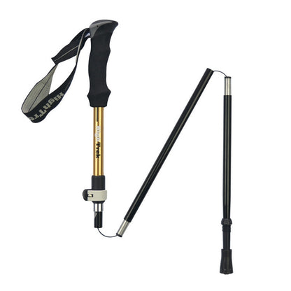 Rynx | Outdoor Mountaineering Portable Foldable Ultra light Aluminium Alloy Alpenstocks Trekking Poles, Length : 35-125CM (Gold)