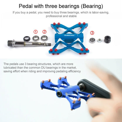 Rynx | PROMEND PD-M56 1 Pair Mountain Bicycle Aluminum Alloy 3-Bearings Pedals (Black)
