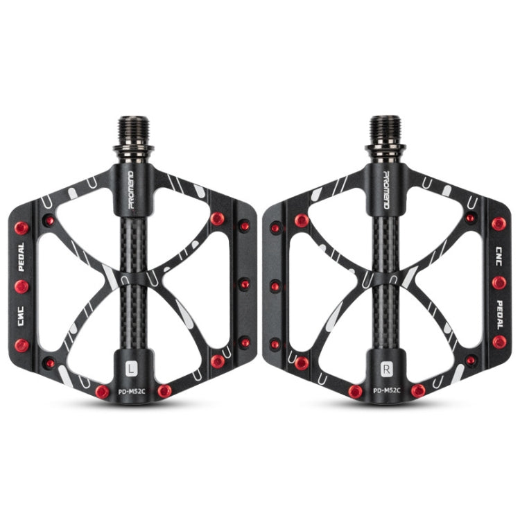 Rynx | PROMEND PD-M52C 1 Pair Bicycle Aluminum Alloy + Carbon Fiber Tube Bearing Pedals (Black)