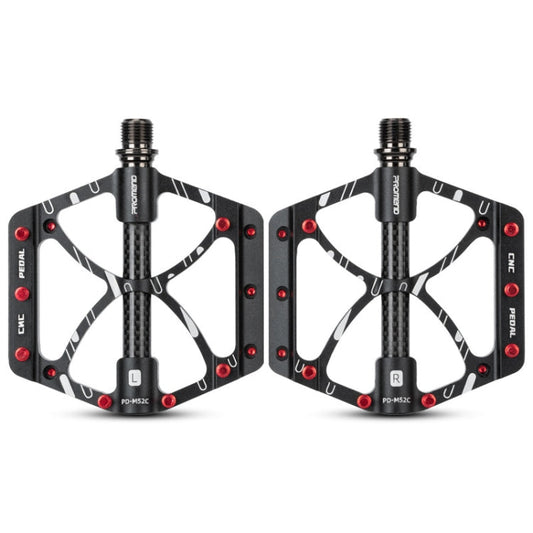 Rynx | PROMEND PD-M52C 1 Pair Bicycle Aluminum Alloy + Carbon Fiber Tube Bearing Pedals (Black)
