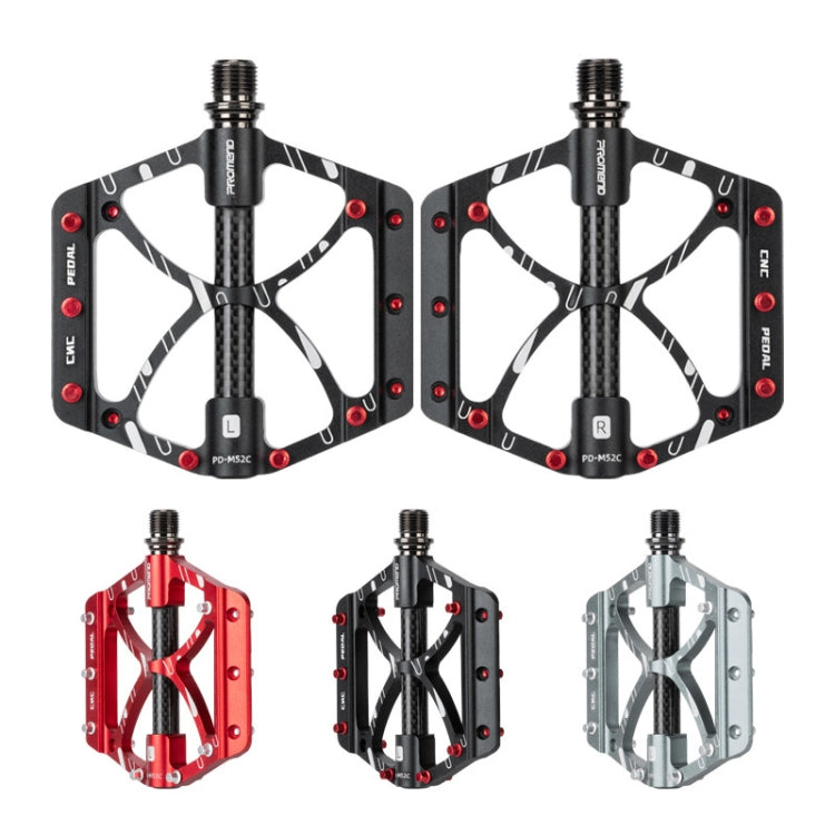 Rynx | PROMEND PD-M52C 1 Pair Bicycle Aluminum Alloy + Carbon Fiber Tube Bearing Pedals (Black)