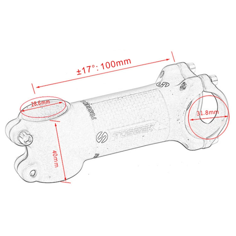 Rynx | TOSEEK Road Mountain Bike Ultra-light Handlebar Stem Riser Faucet, Size: 17 Degree, 100mm (Gloss)