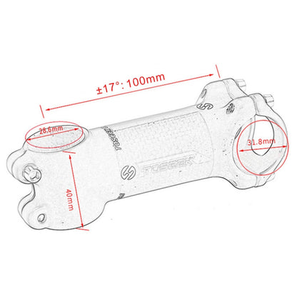 Rynx | TOSEEK Road Mountain Bike Ultra-light Handlebar Stem Riser Faucet, Size: 17 Degree, 100mm (Gloss)