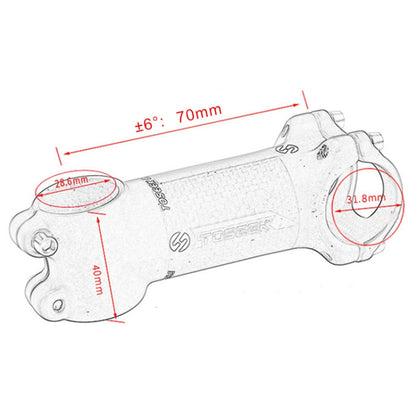 Rynx | TOSEEK Road Mountain Bike Ultra-light Handlebar Stem Riser Faucet, Size: 6 Degree, 70mm (Matte)