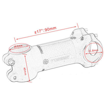 Rynx | TOSEEK Road Mountain Bike Ultra-light Handlebar Stem Riser Faucet, Size: 17 Degree, 90mm (Matte)