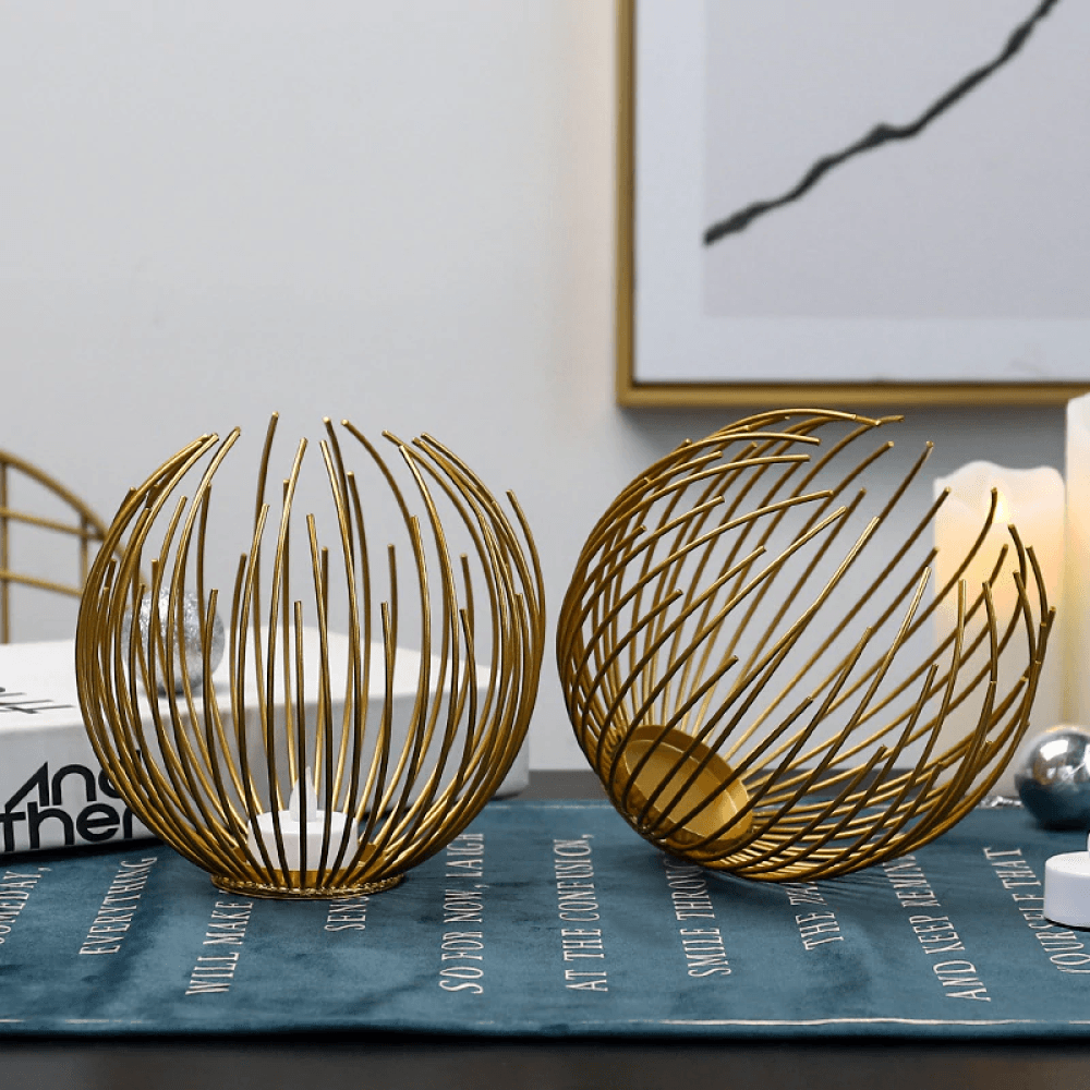 Rynx | CandleWeave Basket Candle Holder | Stylish Metal Lantern | Decoration for Living Room & Terrace