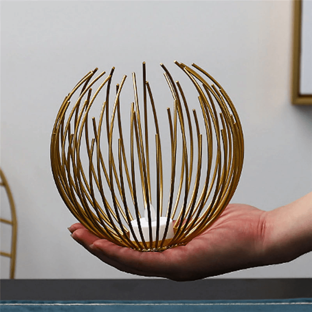 Rynx | CandleWeave Basket Candle Holder | Stylish Metal Lantern | Decoration for Living Room & Terrace