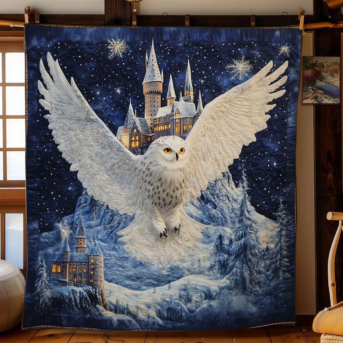 Rynx | Owl In Night Snow Quilt