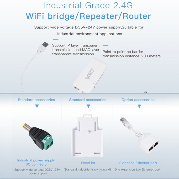 Rynx | VONETS VAP11G-500S High Power CPE 20dbm Mini WiFi 300Mbps Bridge WiFi Repeater Signal Booster, Outdoor Wireless Point to Point, No Obstacles (White)
