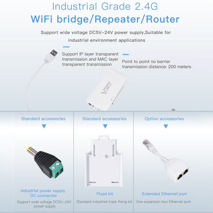 Rynx | VONETS VAP11G-500S High Power CPE 20dbm Mini WiFi 300Mbps Bridge WiFi Repeater Signal Booster, Outdoor Wireless Point to Point, No Obstacles (White)