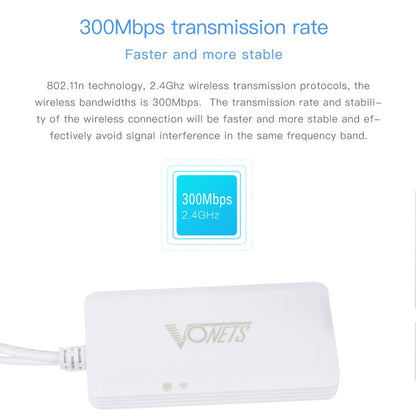 Rynx | VONETS VAP11G-500S High Power CPE 20dbm Mini WiFi 300Mbps Bridge WiFi Repeater Signal Booster, Outdoor Wireless Point to Point, No Obstacles (White)