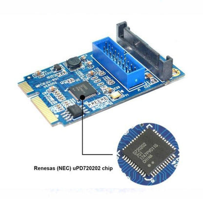 Rynx | MINI PCI-E to USB 3.0 Front 19 Pin Desktop PC Expansion Card (Blue)