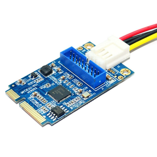 Rynx | MINI PCI-E to USB 3.0 Front 19-Pin Desktop-PC Expansion Card with 4-Pin Power Connector (Blue)