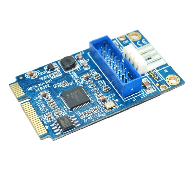 Rynx | MINI PCI-E to USB 3.0 Front 19-Pin Desktop-PC Expansion Card with 4-Pin Power Connector (Blue)
