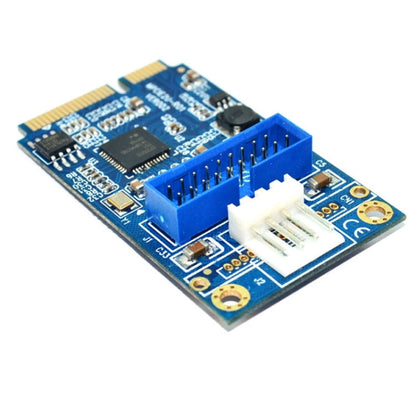 Rynx | MINI PCI-E to USB 3.0 Front 19-Pin Desktop-PC Expansion Card with 4-Pin Power Connector (Blue)