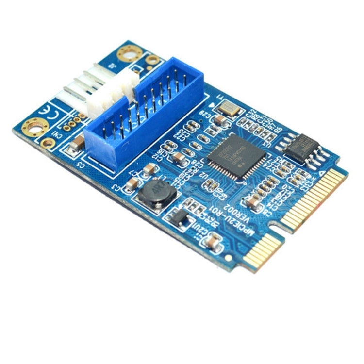 Rynx | MINI PCI-E to USB 3.0 Front 19-Pin Desktop-PC Expansion Card with 4-Pin Power Connector (Blue)