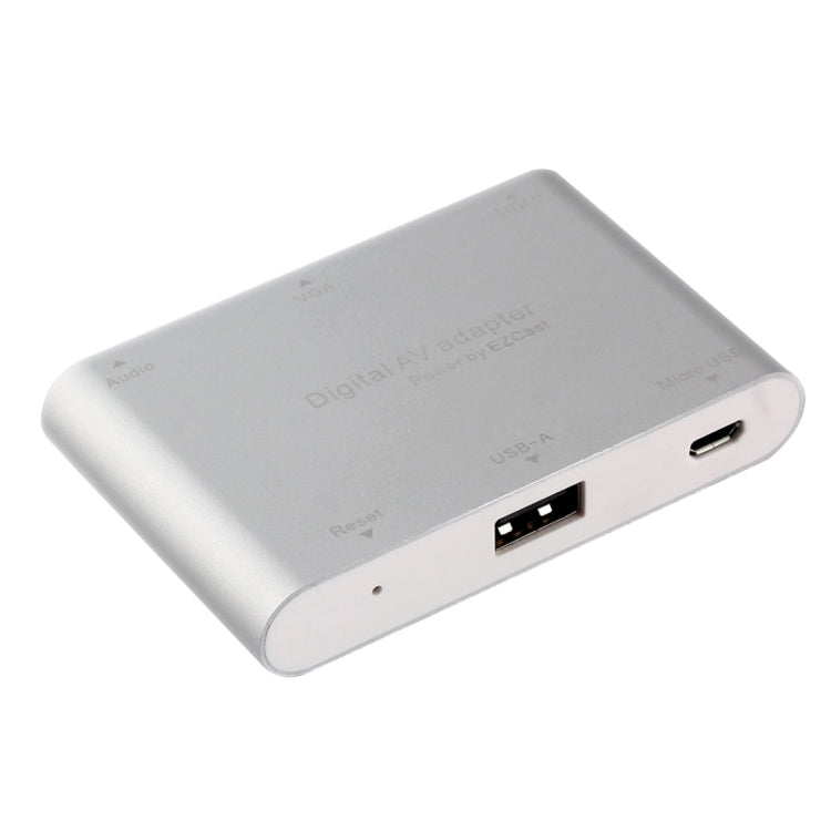 Rynx | P27 Metal Cover Micro USB to HDMI + VGA HDTV Converter Digital AV Adapter, Power by EZCast, Support for iOS / Android / Windows System (Silver)
