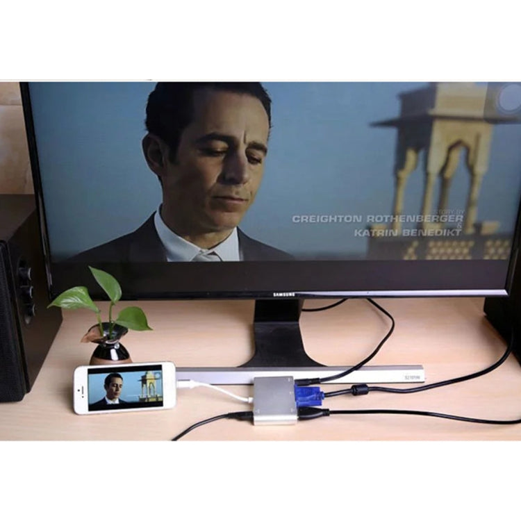 Rynx | P27 Metal Cover Micro USB to HDMI + VGA HDTV Converter Digital AV Adapter, Power by EZCast, Support for iOS / Android / Windows System (Silver)