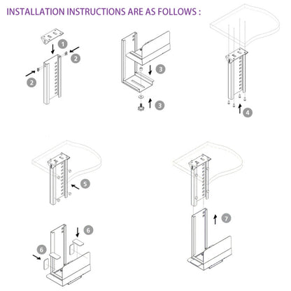 Rynx | Universal PC Case Holder CPU Stand Hanging Adjustable Computer Mainframe Host Bracket, 300-500mm height adjustable, 145-235mm width adjustable (White)