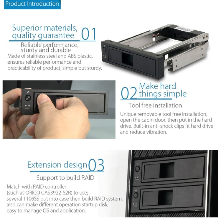 Rynx | ORICO 1106SS CD-ROM Space HDD Mobile Rack Internal 3.5 Inch HDD Converter Case (Black)