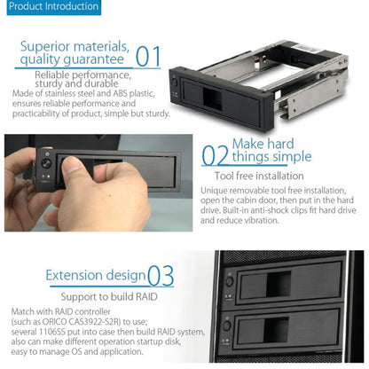 Rynx | ORICO 1106SS CD-ROM Space HDD Mobile Rack Internal 3.5 Inch HDD Converter Case (Black)
