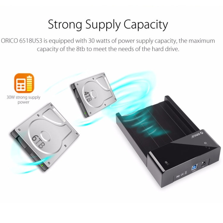 Rynx | ORICO 6518US3 USB 3.0 Type-B 2.5 / 3.5 inch Tool-free HDD Docking Station External Storage Case Hard Drive Box (Black)