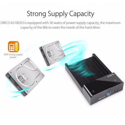Rynx | ORICO 6518US3 USB 3.0 Type-B 2.5 / 3.5 inch Tool-free HDD Docking Station External Storage Case Hard Drive Box (Black)