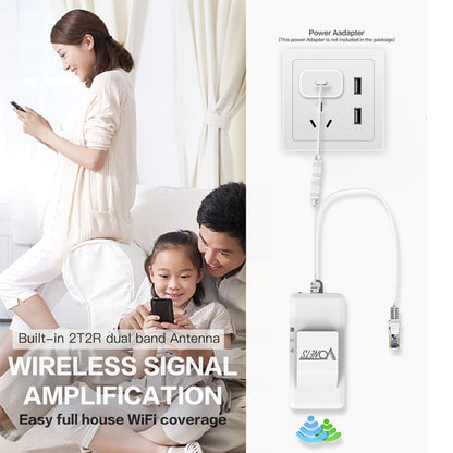 Rynx | VONETS VAP11AC 5G / 2.4G Mini Wireless Bridge with Fan Version 300Mbps + 900Mbps WiFi Repeater, Support for Video Surveillance & Control (White)