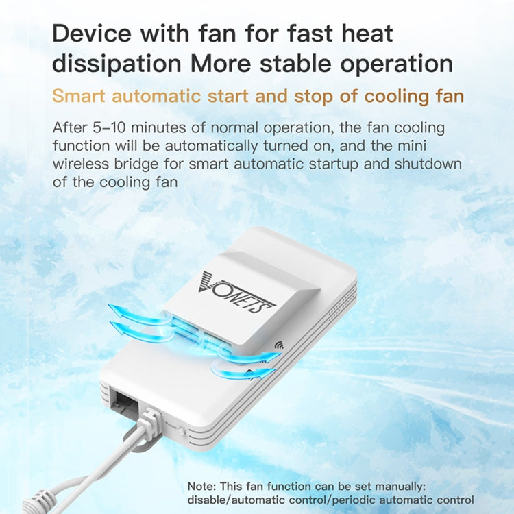 Rynx | VONETS VAP11AC 5G / 2.4G Mini Wireless Bridge with Fan Version 300Mbps + 900Mbps WiFi Repeater, Support for Video Surveillance & Control (White)